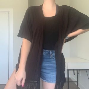 Victoria Secret Beach Coverup Fringe Detail Black